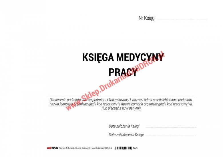 Wojewódzki Ośrodek Medycyny Pracy Filia Ii Księga Medycyny Pracy A4 - 100 kart